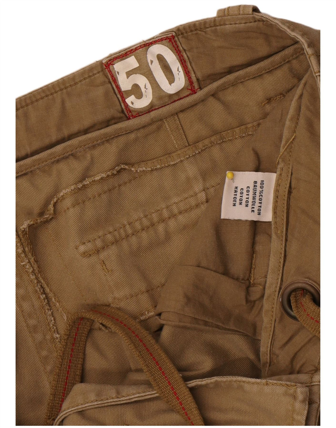 Pantaloncini cargo vintage da uomo IT 50 Large W34 in cotone marrone