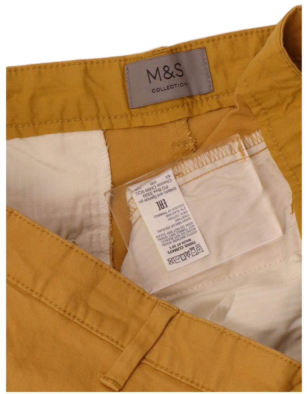 Pantaloncini chino da uomo Marks & Spencer W36 grandi in cotone giallo