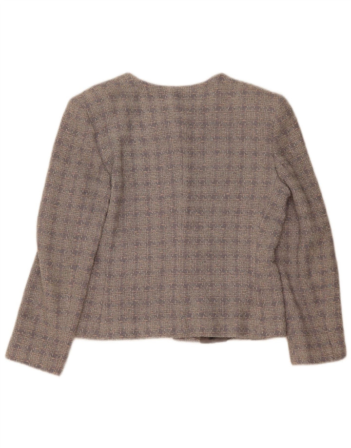 Giacca blazer vintage da donna a 3 bottoni IT 42 Lana a quadri grigio medio