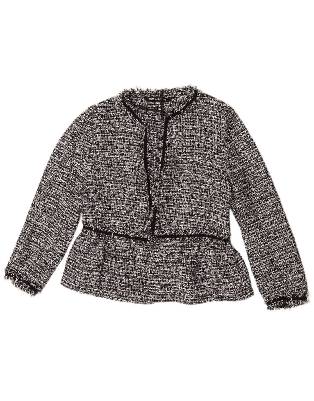 Giacca blazer aperta da donna Zara UK 14 Poliestere screziato grigio medio