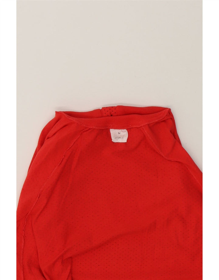 VINTAGE Womens Button Neck Top Long Sleeve UK 14 Medium Red Polka Dot Vintage Vintage and Second-Hand Vintage from Messina Hembry 