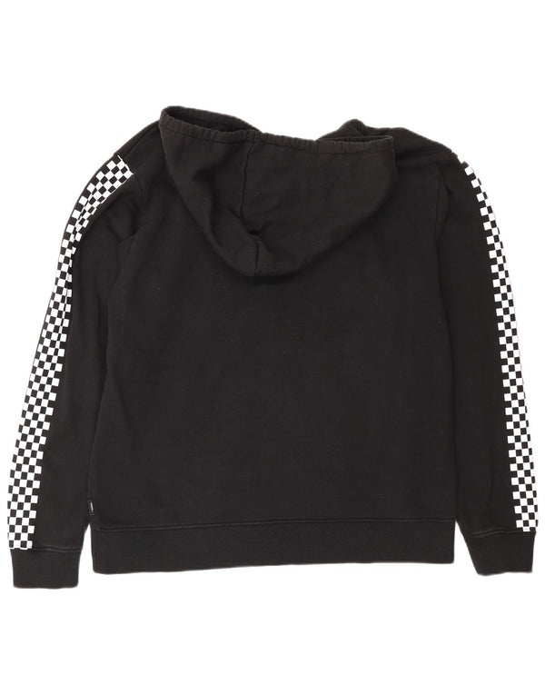 Vans Mens Zip Hoodie Sweater Large Black Geometric Cotton