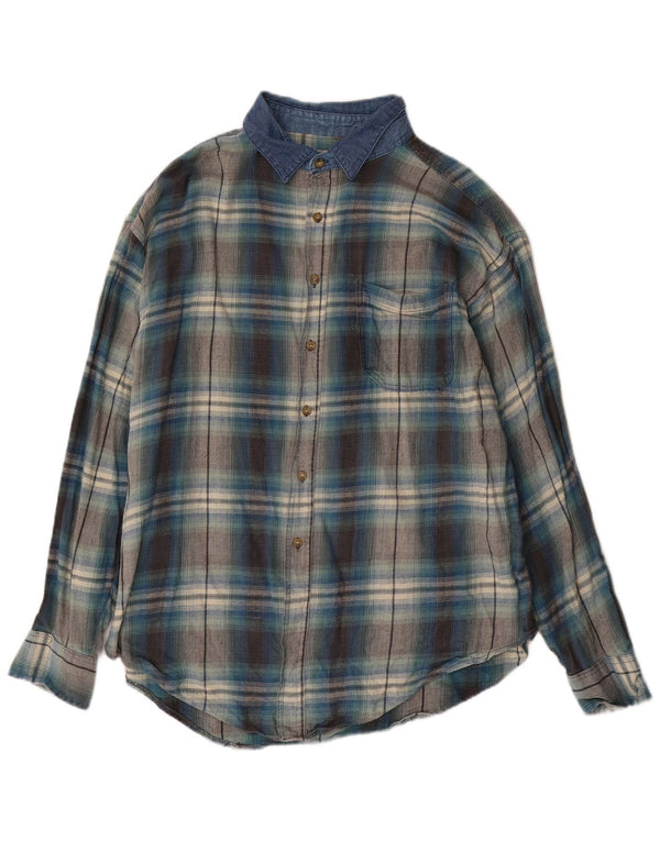 Camicia da uomo in flanella Route 66 XL in cotone a quadri blu