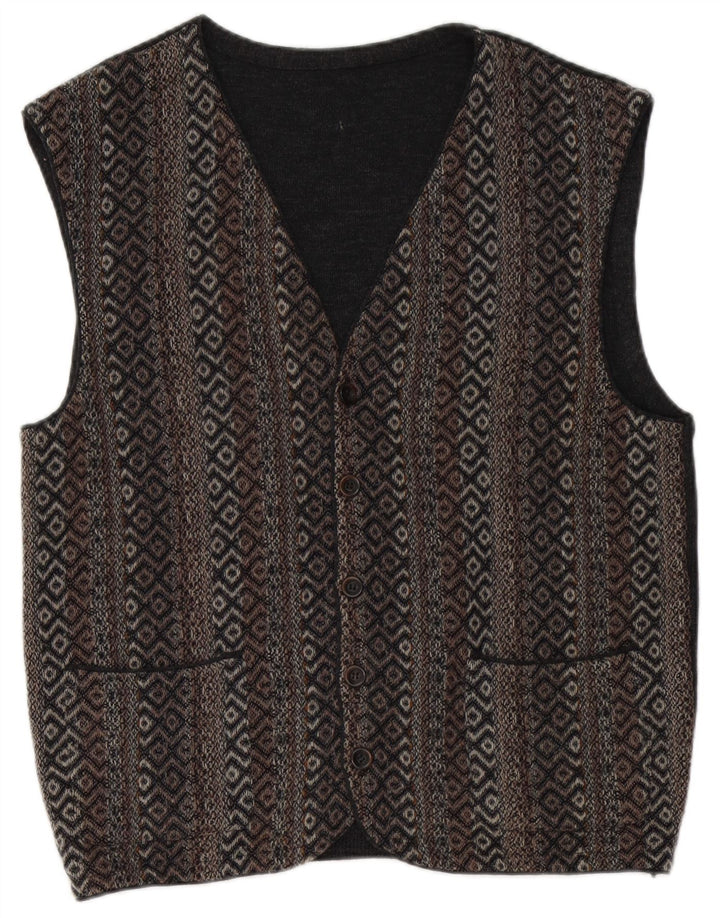 Maglione cardigan senza maniche da uomo Jupiter Lana geometrica grigio medio