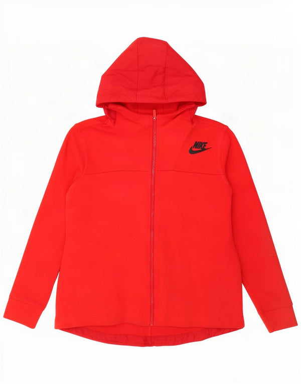 Felpa con cappuccio e zip da donna Nike UK 14 cotone rosso medio
