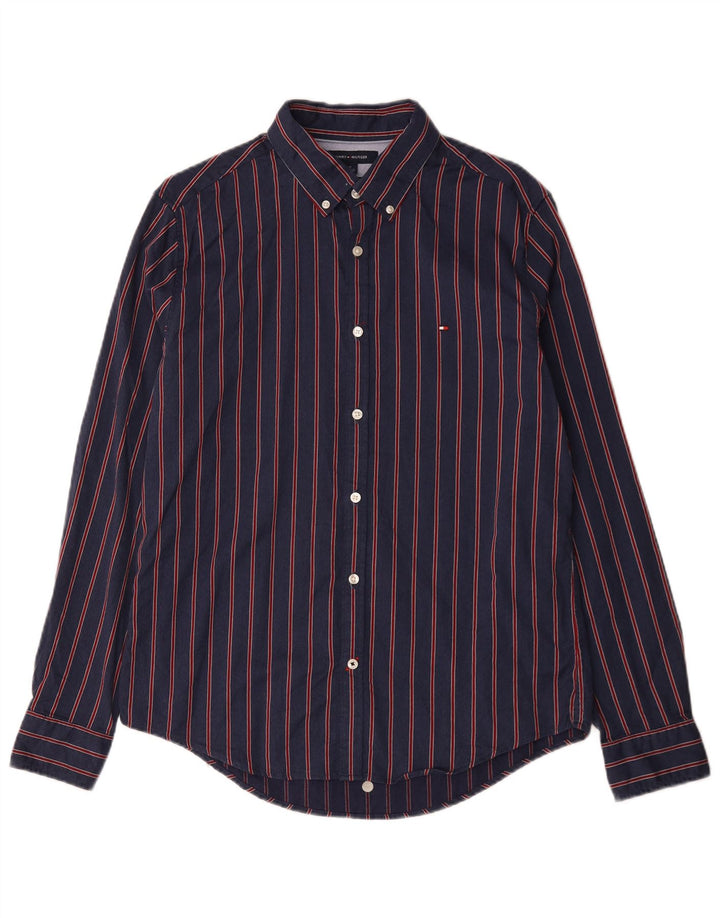 Camicia slim fit da uomo Tommy Hilfiger cotone medio a righe blu navy