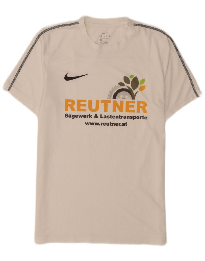 Nike - T-shirt grafica da uomo, top sportivo, in poliestere bianco medio