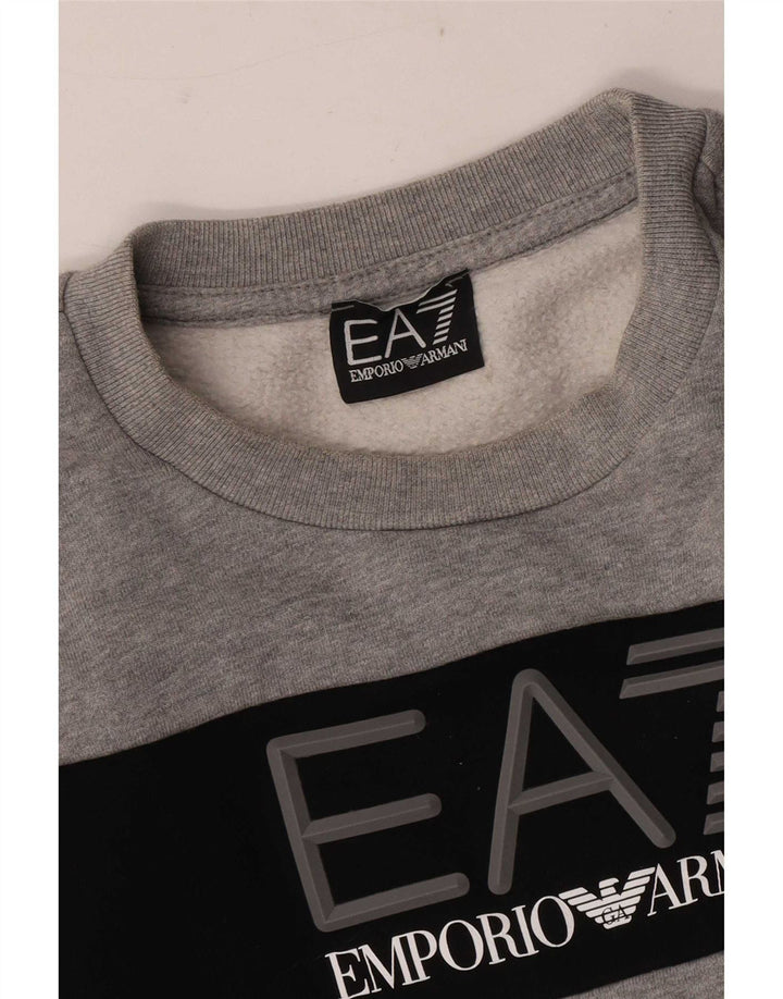 Felpa grafica da uomo Emporio Armani, color block grigio medio