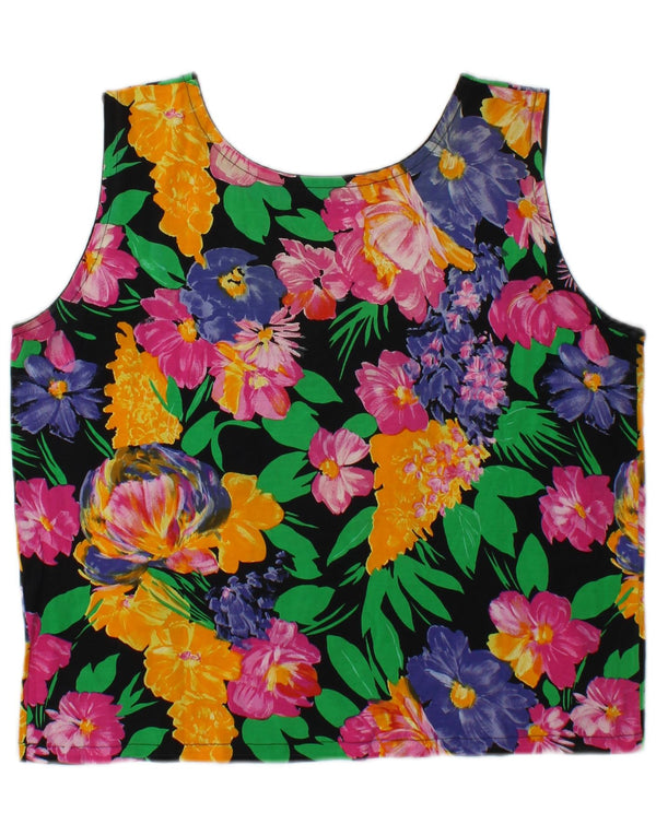 Canotta corta da donna vintage UK 14 Cotone floreale medio multicolore