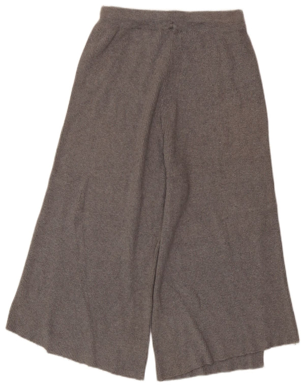 Pantaloni Capri a gamba larga in maglia da donna Zara UK 8 Small W25 L19 Grigio