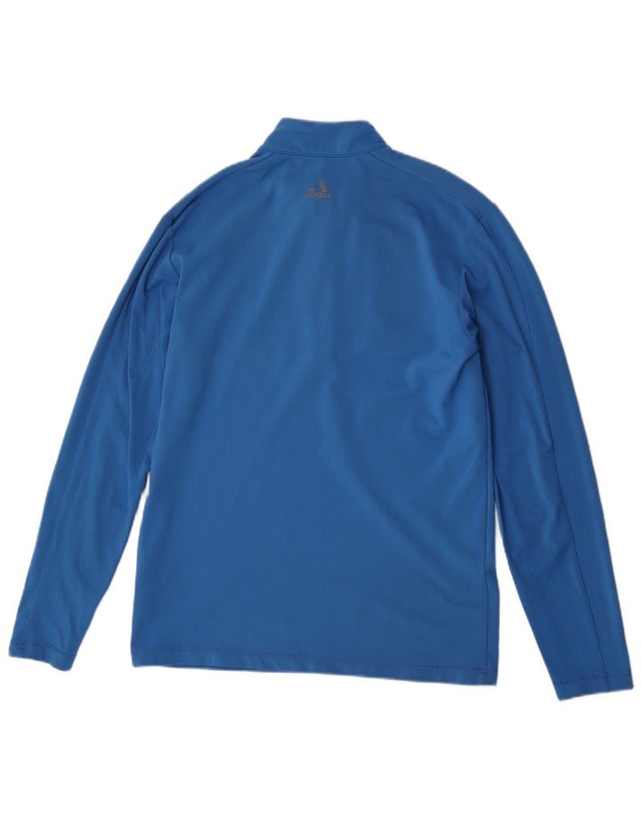 Adidas Uomo Climalite Zip Neck Pullover Tuta Top Blu Medio Poliestere