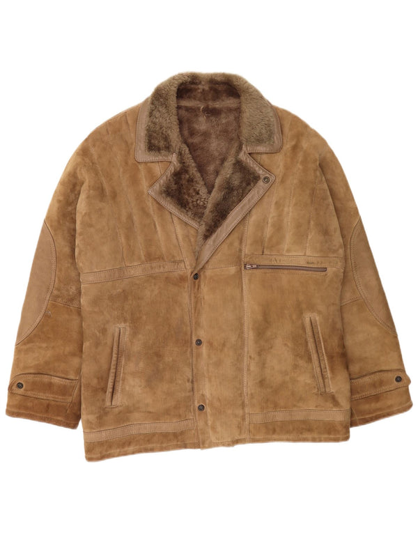 Giubbotto in shearling vintage da uomo IT 52 XL Beige