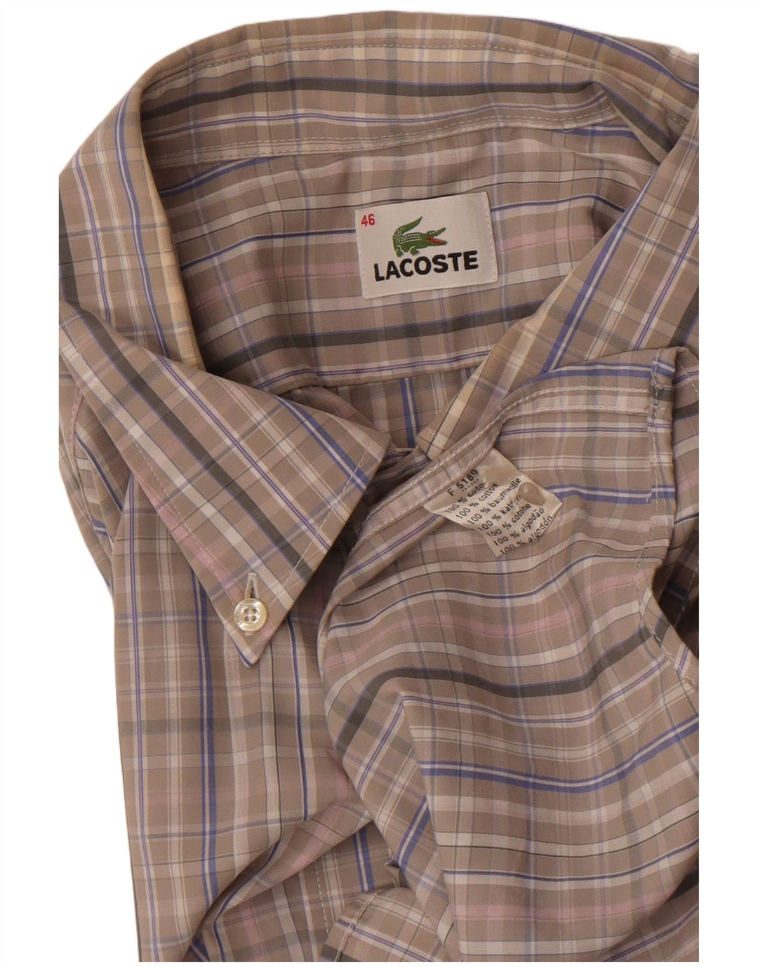 Camicia da uomo Lacoste taglia 46 2XL cotone a quadri grigio