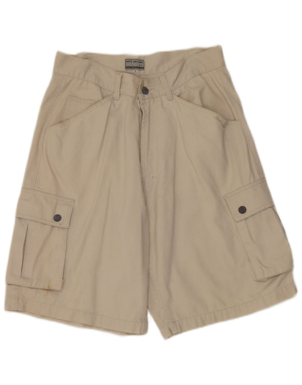 Pantaloncini cargo vintage da uomo grandi W30 beige