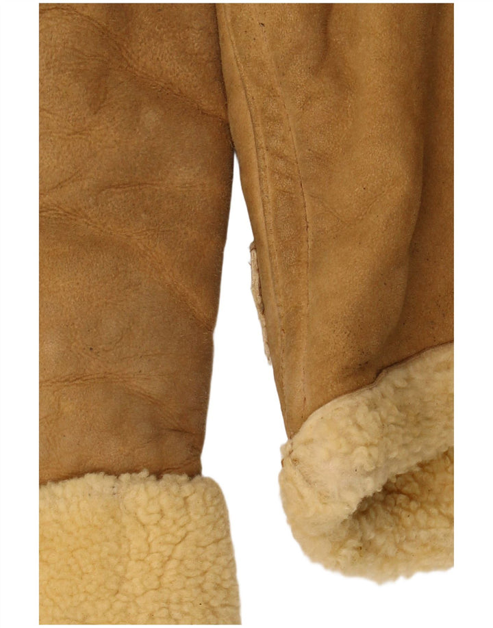 Giacca in shearling da donna VINTAGE UK 14 Large Beige