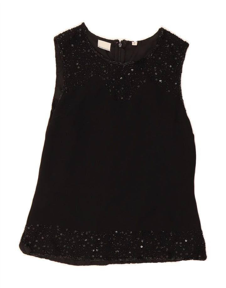VINTAGE Womens Sleeveless Blouse Top UK 10 Small Black Polyester Vintage Vintage and Second-Hand Vintage from Messina Hembry 