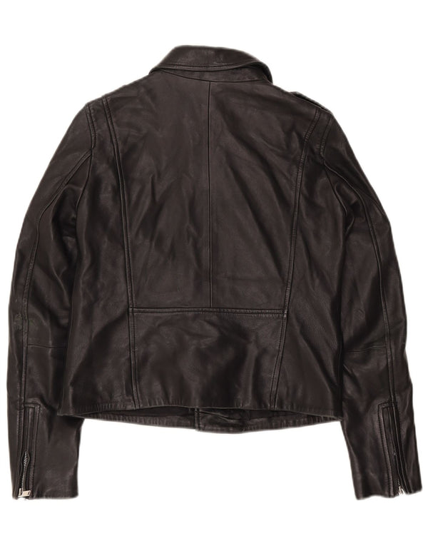 Giacca da motociclista in pelle da donna Zara UK 12 media nera