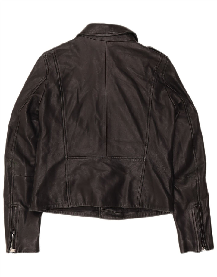 Giacca da motociclista in pelle da donna Zara UK 12 media nera