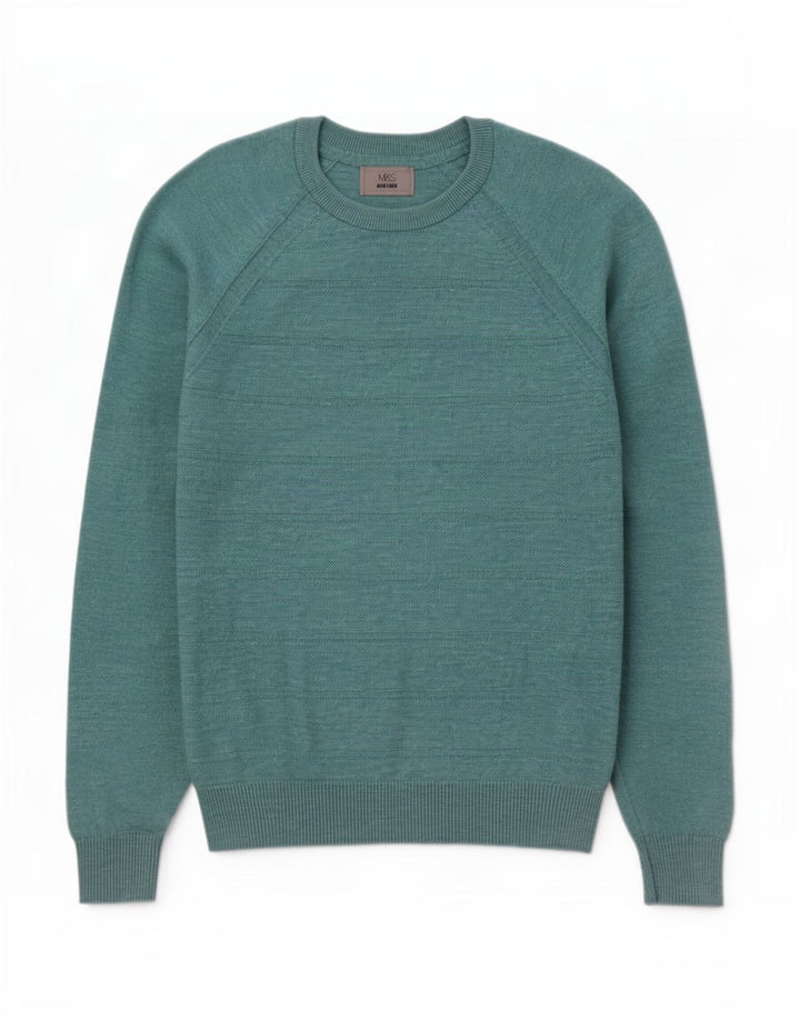 Maglione maglione girocollo da uomo Marks & Spencer in cotone verde medio