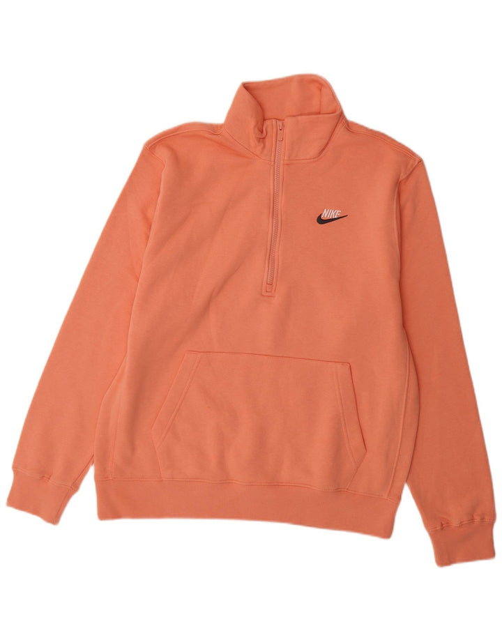 Felpa Nike da uomo con zip e collo, in cotone arancione medio