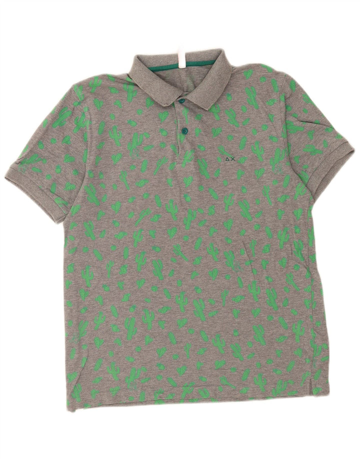 Polo da uomo con motivo astratto Sun68 in cotone grigio medio