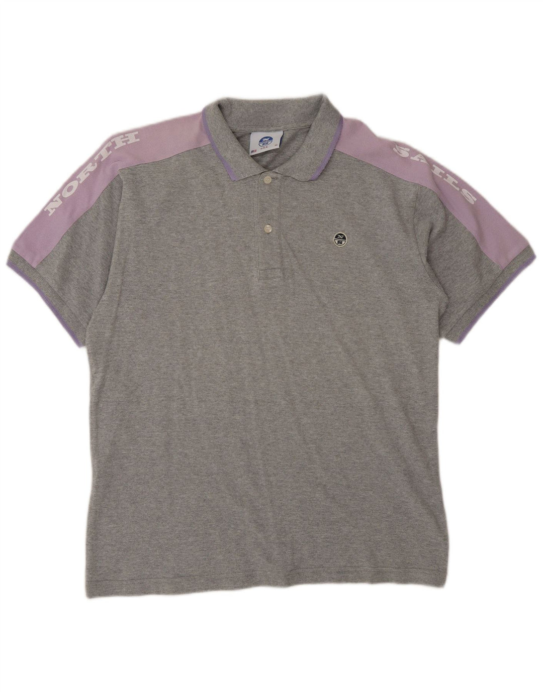 Polo grafica da uomo North Sails in cotone color block grigio medio