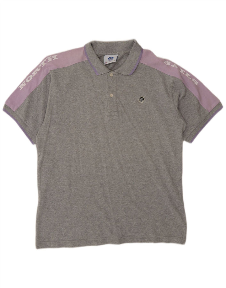 Polo grafica da uomo North Sails in cotone color block grigio medio