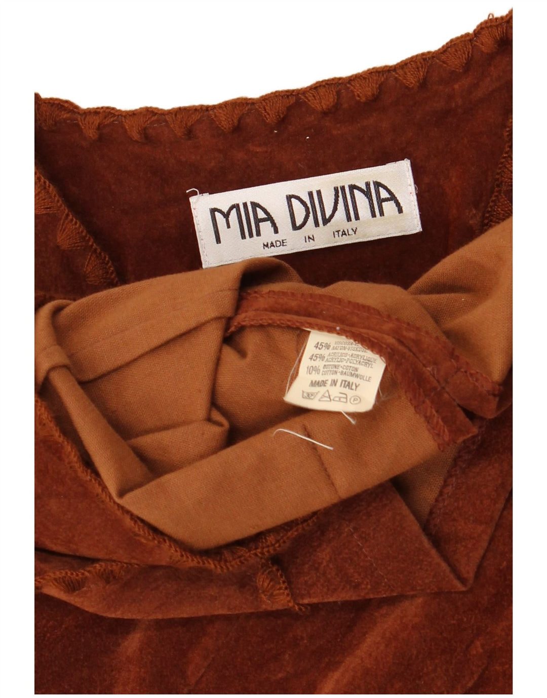 Gilet da donna vintage UK 10 piccolo in viscosa marrone