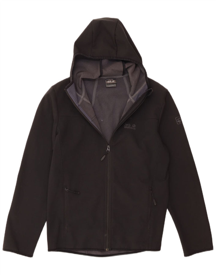 Giacca a vento con cappuccio da uomo Jack Wolfskin UK 40/42 grande poliestere nero