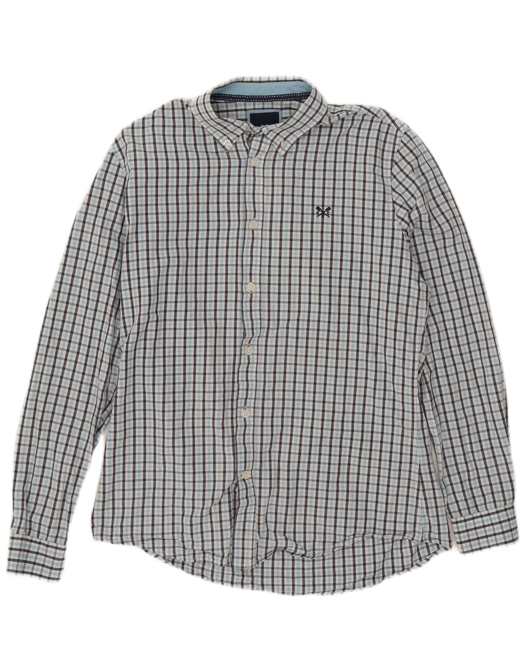 Crew Clothing Camicia slim fit da uomo in cotone a quadri blu medio