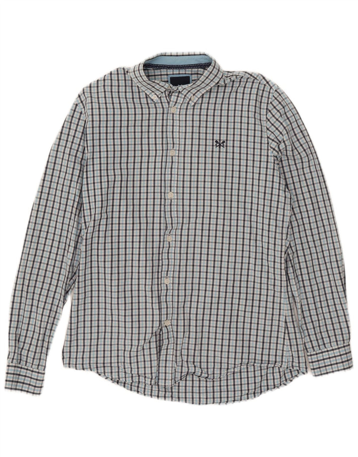 Crew Clothing Camicia slim fit da uomo in cotone a quadri blu medio