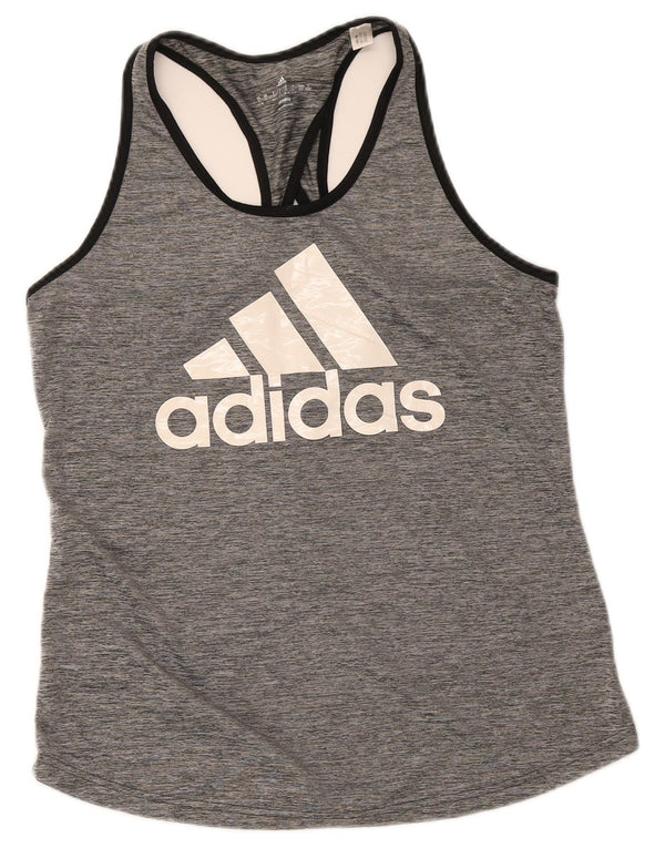Canottiera grafica da donna Adidas UK 16/18 grande poliestere grigio