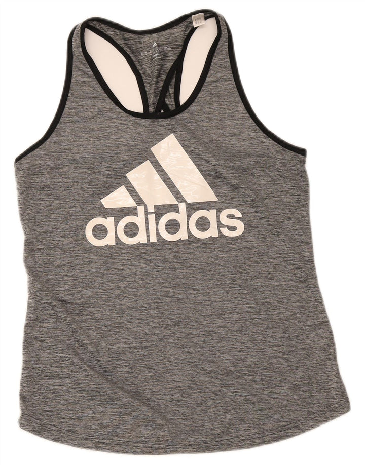 Canottiera grafica da donna Adidas UK 16/18 grande poliestere grigio