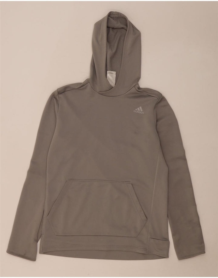 Maglione con cappuccio ADIDAS Climalite da uomo in poliestere grigio medio