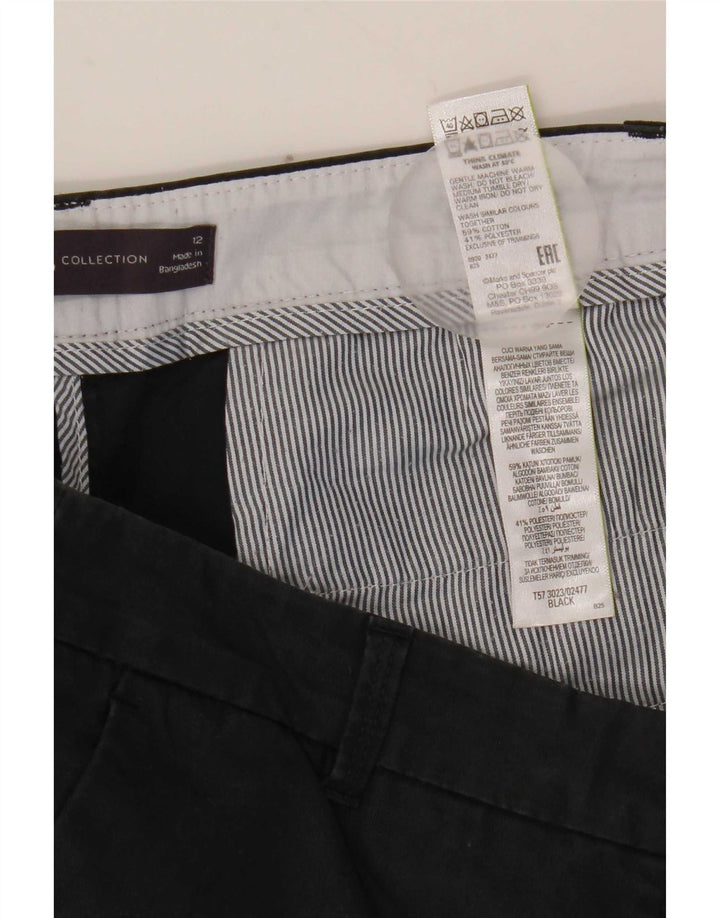 Pantaloncini chino da donna Marks & Spencer UK 12 medi W32 cotone nero
