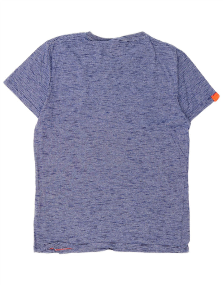 T-shirt da uomo SUPERDRY Top in cotone screziato blu medio