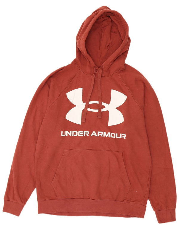 Felpa con cappuccio grafica da uomo Under Armour Cold Gear vestibilità ampia rosso medio