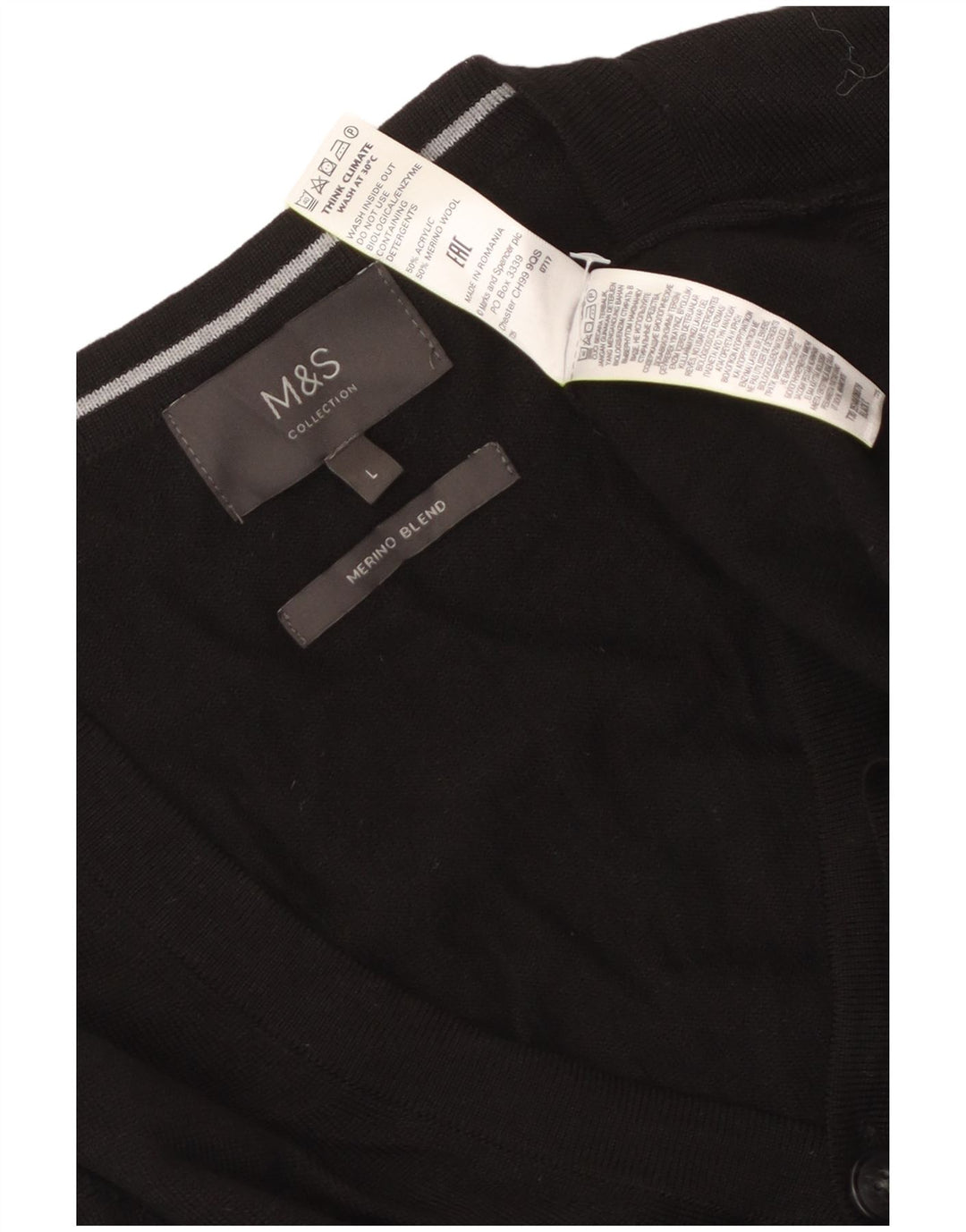 Maglione cardigan da uomo Marks & Spencer grande acrilico nero