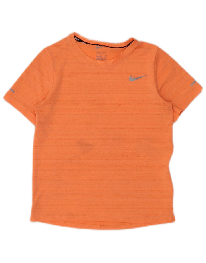 T-shirt Nike da bambino Dri Fit, 8-9 anni, piccola, in poliestere a righe arancioni