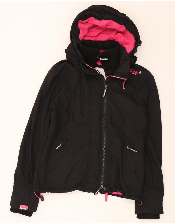 Giacca a vento da donna con cappuccio SUPERDRY UK 14 media nera