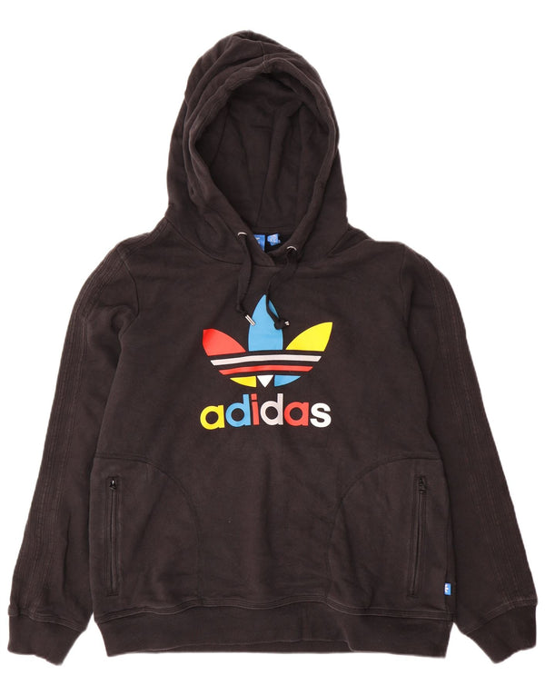 Felpa con cappuccio grafica da donna Adidas UK 22 3XL cotone nero