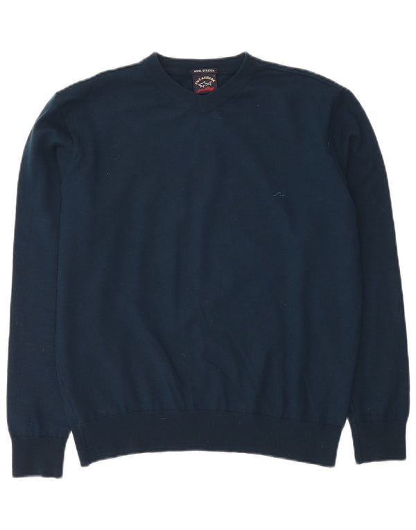 Maglione da donna con scollo a V Paul & Shark UK 16 Large in lana blu navy