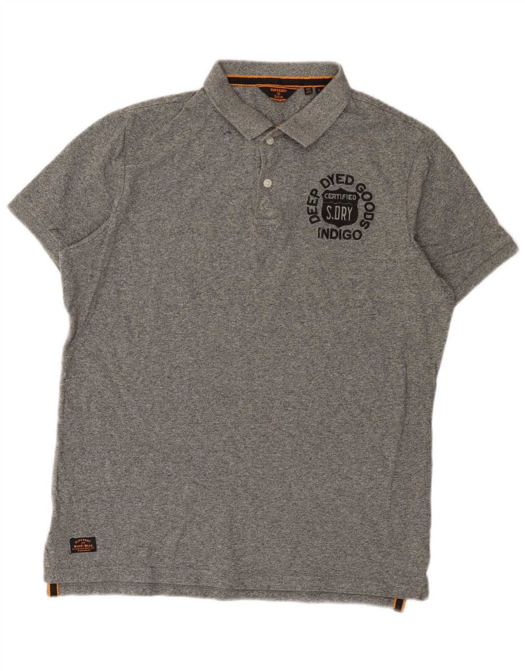 Polo grafica da uomo Superdry grande in cotone chiazzato grigio