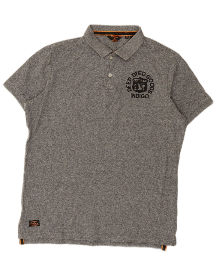 Polo grafica da uomo Superdry grande in cotone chiazzato grigio