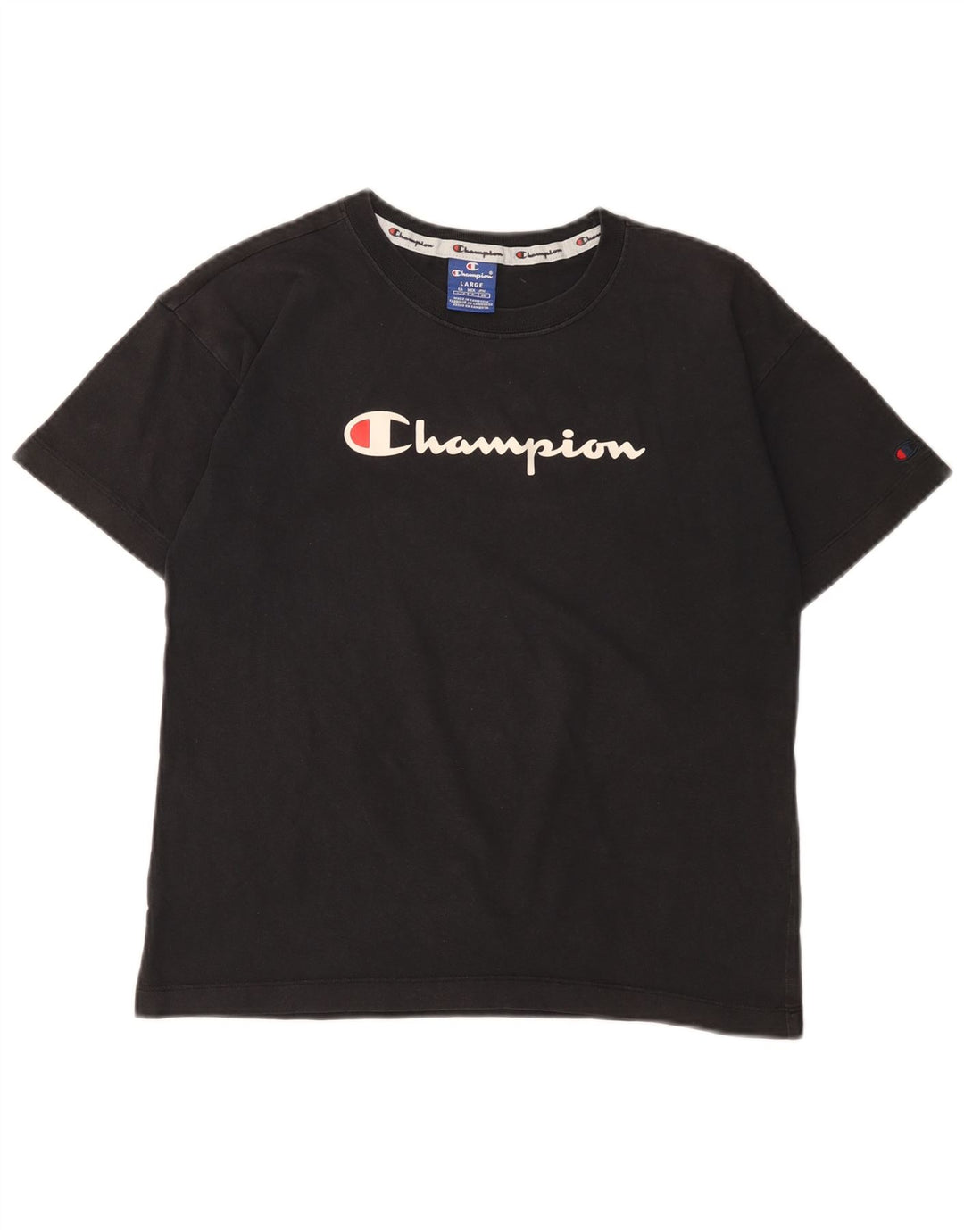 T-shirt grafica da donna CHAMPION Top UK 14 grande nera