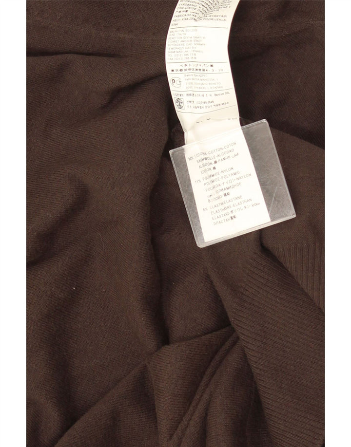 Maglione da uomo con scollo a V Benetton grande in cotone marrone