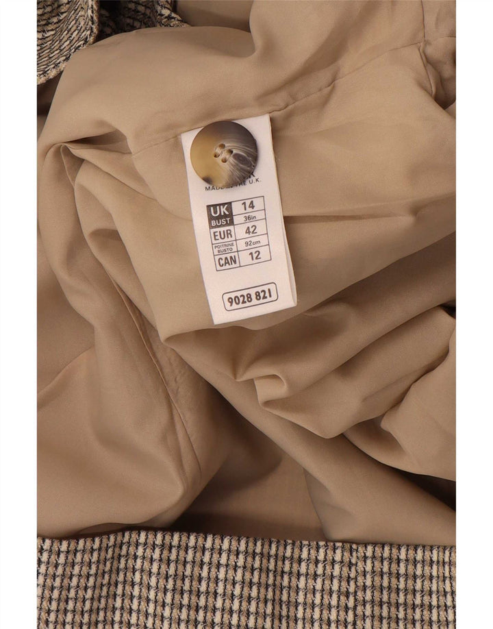 Giacca blazer lunga da donna Marks & Spencer UK 14 grande gessato beige