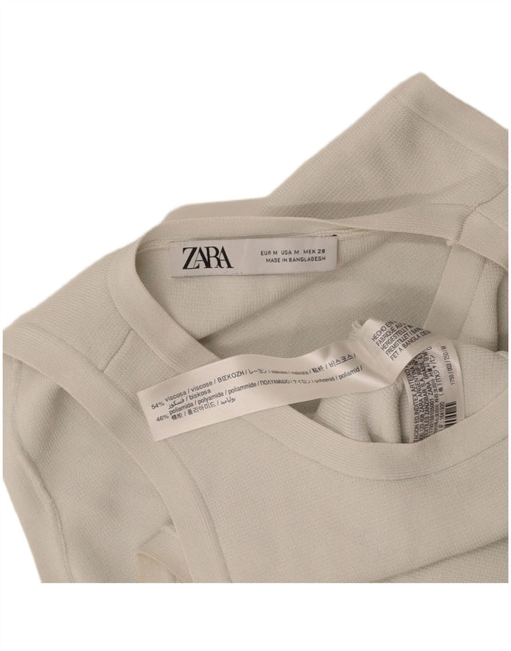 ZARA Womens Crop Vest Top UK 12 Medium White Viscose