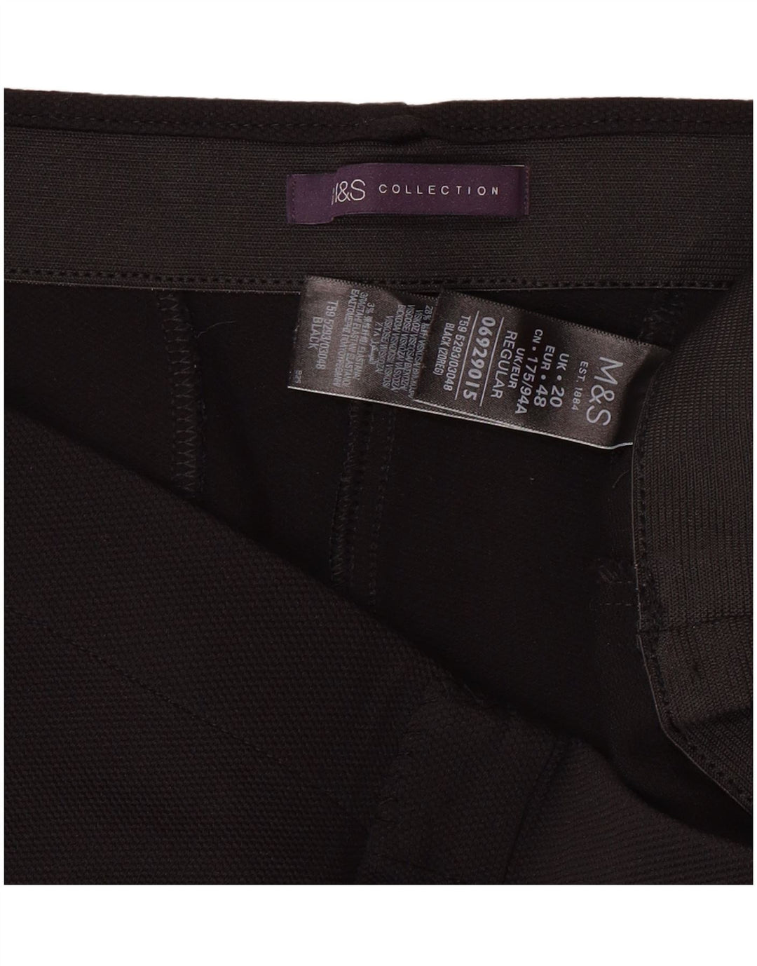 Pantaloni con staffa da donna MARKS & SPENCER UK 20 2XL W34 L28 Poliammide nera