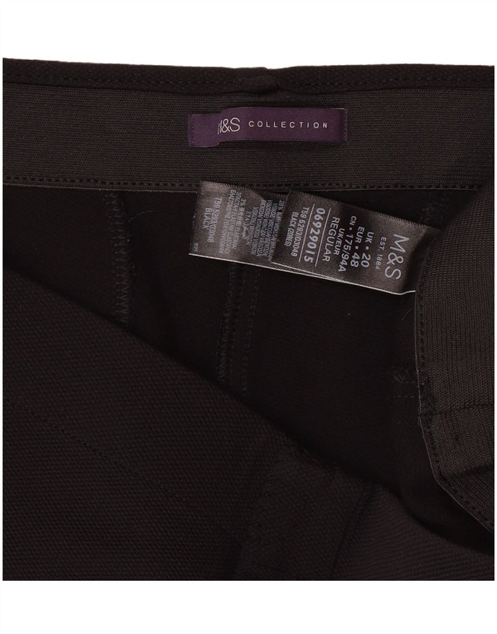 Pantaloni con staffa da donna MARKS & SPENCER UK 20 2XL W34 L28 Poliammide nera